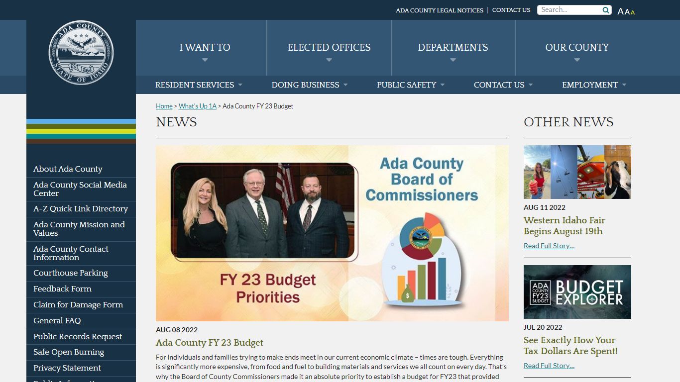 Ada County FY 23 Budget - Ada County